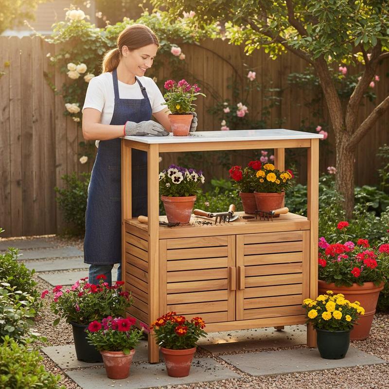 Woodworking Workbench - Садовый стол для работы с растениями