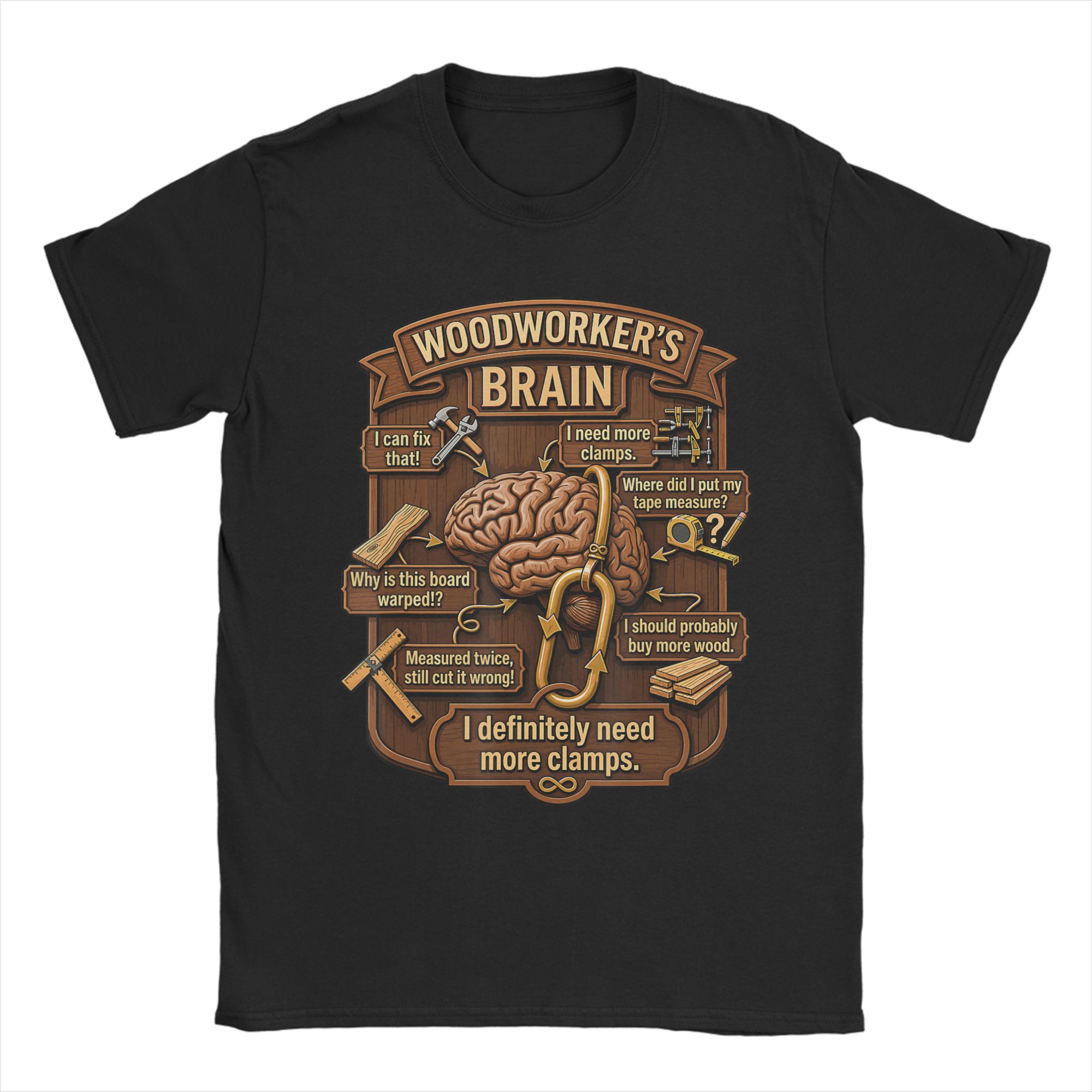 Woodworking Gift Ideas - Забавная футболка с надписью «Woodworker Brain»