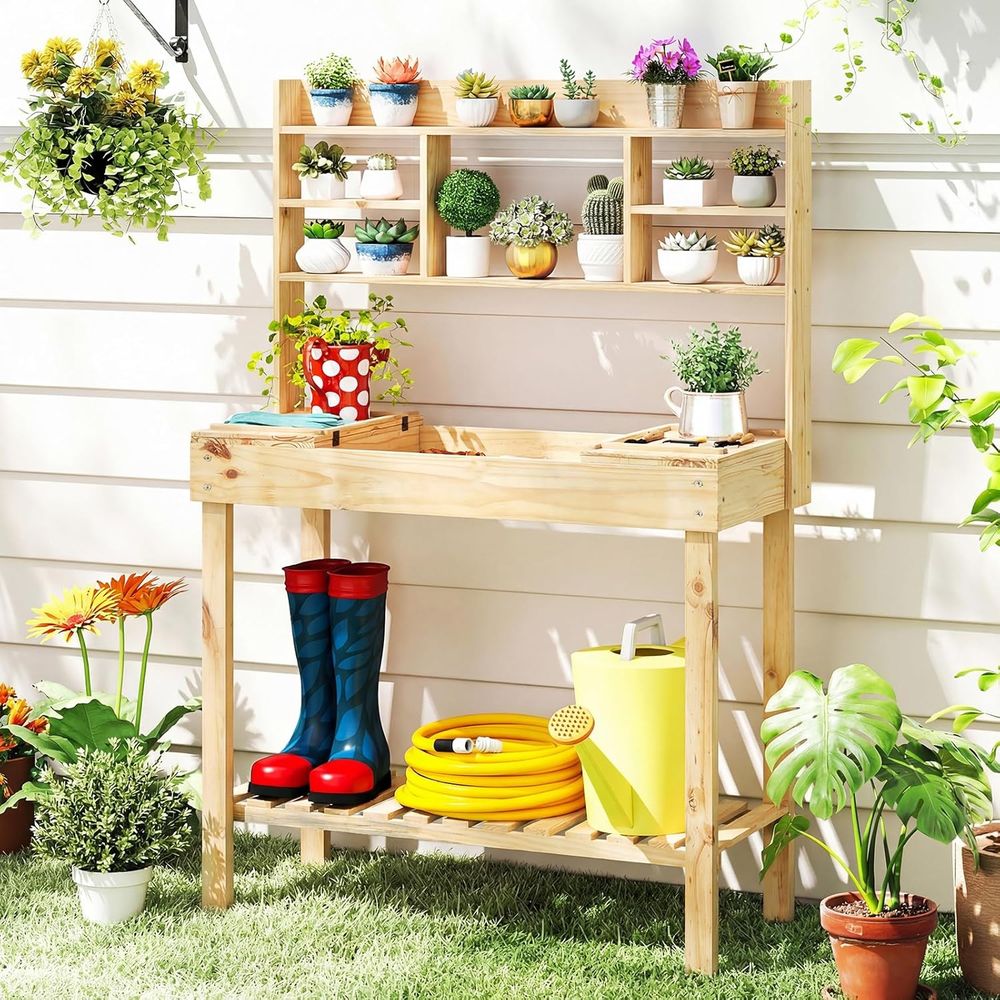 Woodworking Workbench - Стол для садовых работ, 60-дюймовый деревянный